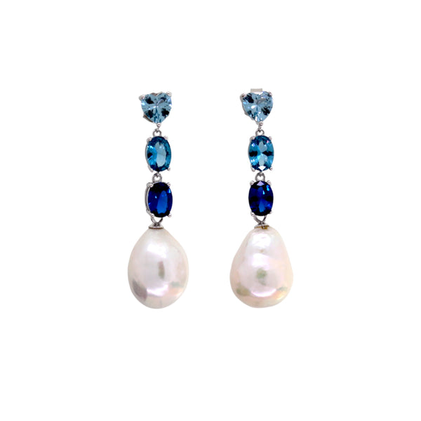Elegant Baroque Pearl and Gemstone Drop Earrings