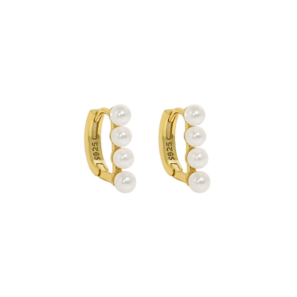 Minimalist Mother-of-Pearl and Gold-Plated Silver Hoop Earrings