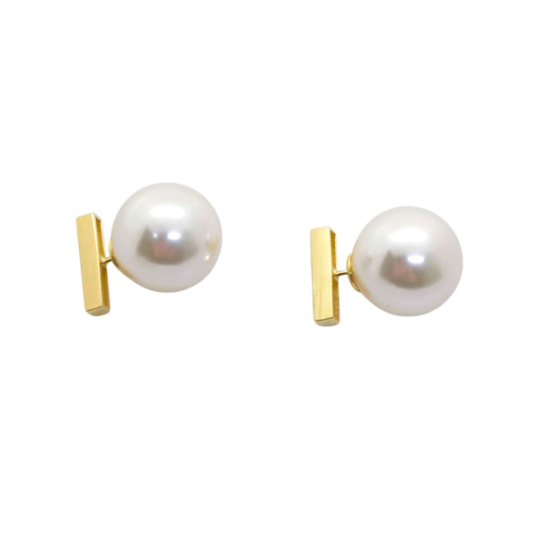 Modern Minimalism: Mother of Pearl and Crystal Bar Stud Earring